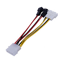 XT-XINTE 1Pc 4 Pin Molex to 3 Pin Fan Power Cable Adapter Connector 12V*2 / 5V*2 Computer Cooling Fan Cables for CPU PC Case 12.5cm