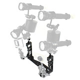 BGNING Diving Shell Bracket Aluminum Alloy CNC Diving Dual Handheld Stabilizer Fill Light Arm Grip With Anti-loose Ball Head for Photography Sports Camera