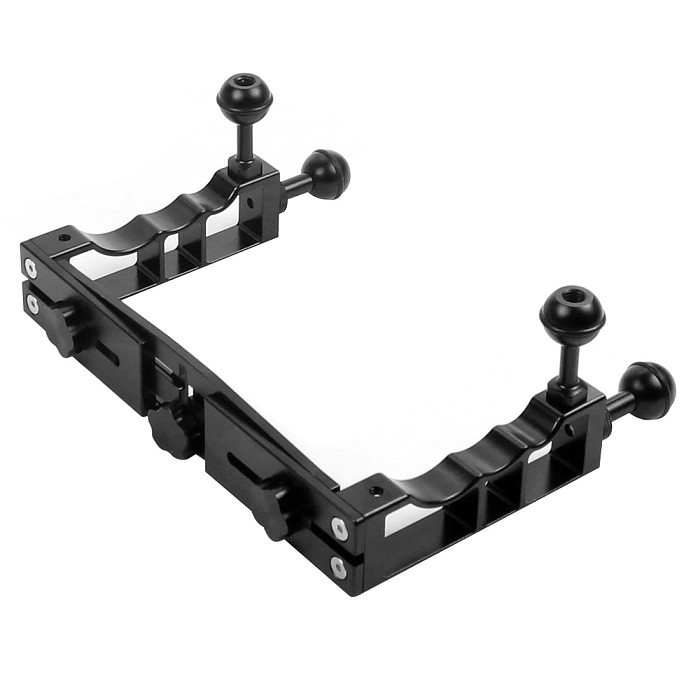 BGNING Diving Shell Bracket Aluminum Alloy CNC Diving Dual Handheld Stabilizer Fill Light Arm Grip With Anti-loose Ball Head for Photography Sports Camera