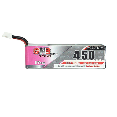 GNB 450MAH 1S HV 80C 3.8-4.35V Lipo Battery PH2.0 Plug Connector For E010 M80S Tiny7 RC Models FPV Racing Drone