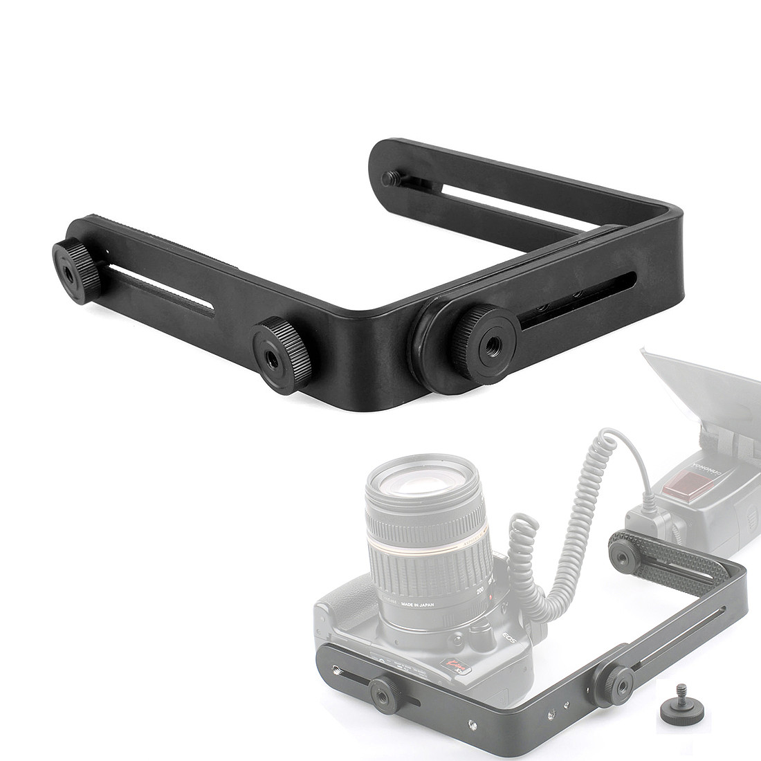 BGNING Camera Flash Mount Bracket Dual L Shaped Bracket Holder Mount