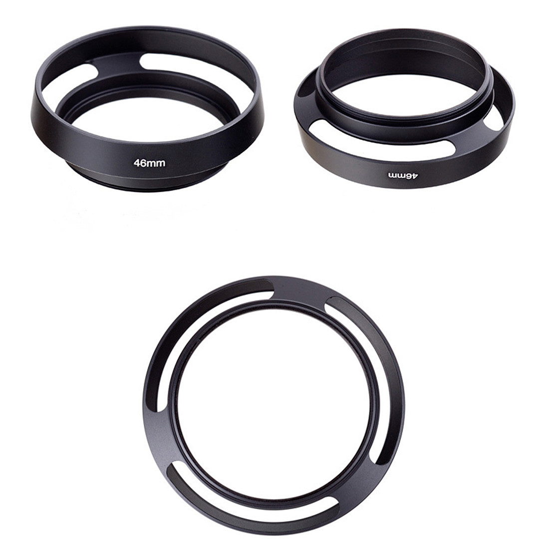 BGNING Aluminum Alloy Camera Lens Hoods Universal Hollow Sunshade Hood Black