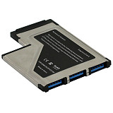 XT-XINTE 3 Ports Hidden Inside USB 3.0 to Expresscard 54mm USB3.0 Adapter Converter for PCMCIA Express Card Laptop Notebook PC