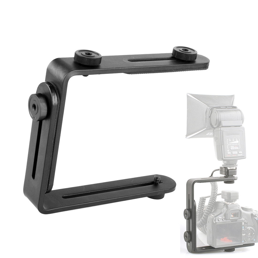 BGNING Camera Flash Mount Bracket Dual L Shaped Bracket Holder Mount