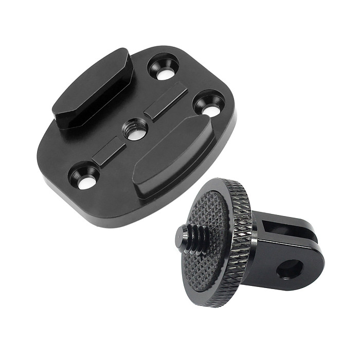 BGNING CNC Aluminum Flat Seat (with holes) with 1/4 Adapter for Gopro / Xiaoyi / GitUp Sports Camera
