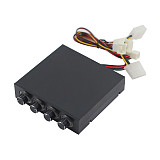 XT-XINTE Desktop Computer Chassis Fan Speed Controller with LED 4-Way CPU Fan PWM Temperature Control Governor Supports 3/4pin Fan