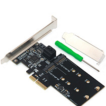 XT-XINTE PCI-E SATA3.0 to M.2 B-Key Adapter Card HDD Converter 3 SATA 3.0 External Ports + 2 M.2 B-Key Ports Support M.2 B-Key SSD Hard Drive 2.5/3.5 inch Serial Mechanical Hard Drive