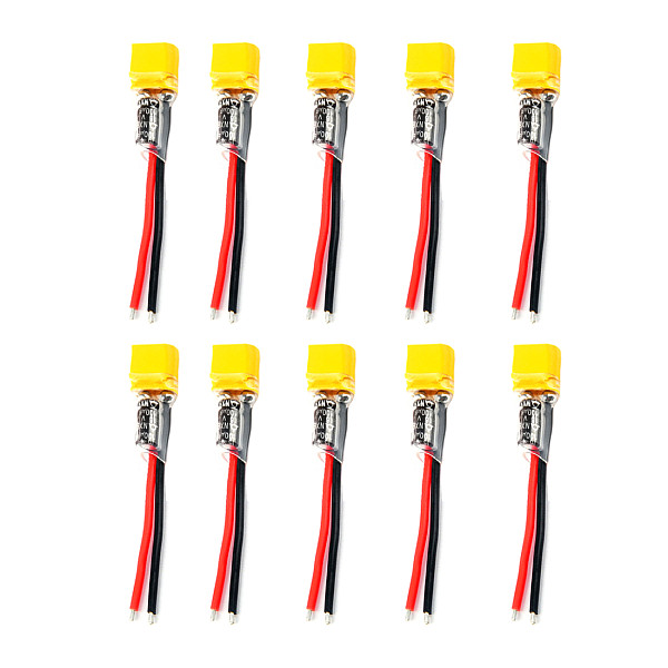 JMT 10Pcs XT30 Plug Pigtail Power Wire Cable 100F Capacitor for Happymodel Mobula7 HD Sailfly-X UR85 UR85HD Crazybee F3 F4 PRO RC Racing Drone