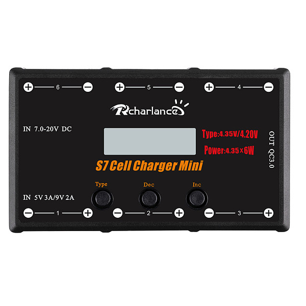 RCHARLANCE S7 CELL CHARGER MINI 1S Battery Charger 6x4.35W LiPO/LiHV Battery Charger With Micro MX mCPX For RC Drone Aircraft