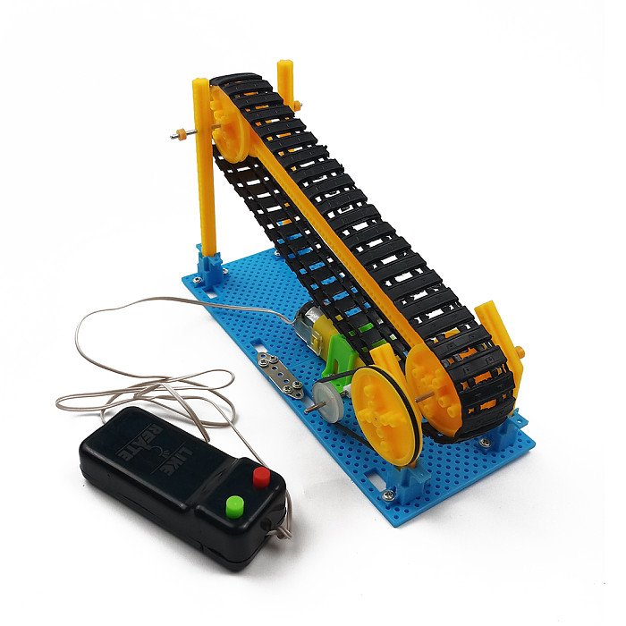 Feichao DIY Wire Control Wooden Electric Conveyor Transporter Belt Model Steam Toy Physics Science Education Toy Assembled Materials Kit