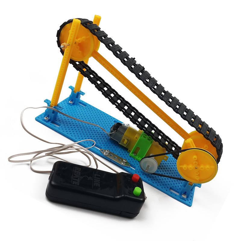 Feichao DIY Wire Control Wooden Electric Conveyor Transporter Belt Model Steam Toy Physics Science Education Toy Assembled Materials Kit