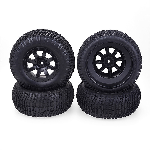 JMT 4PCS/Set Wheel Rim and Rubber Tires Traxxas Slash VKAR 10SC for 1/10 RC Short-Course Truck Car