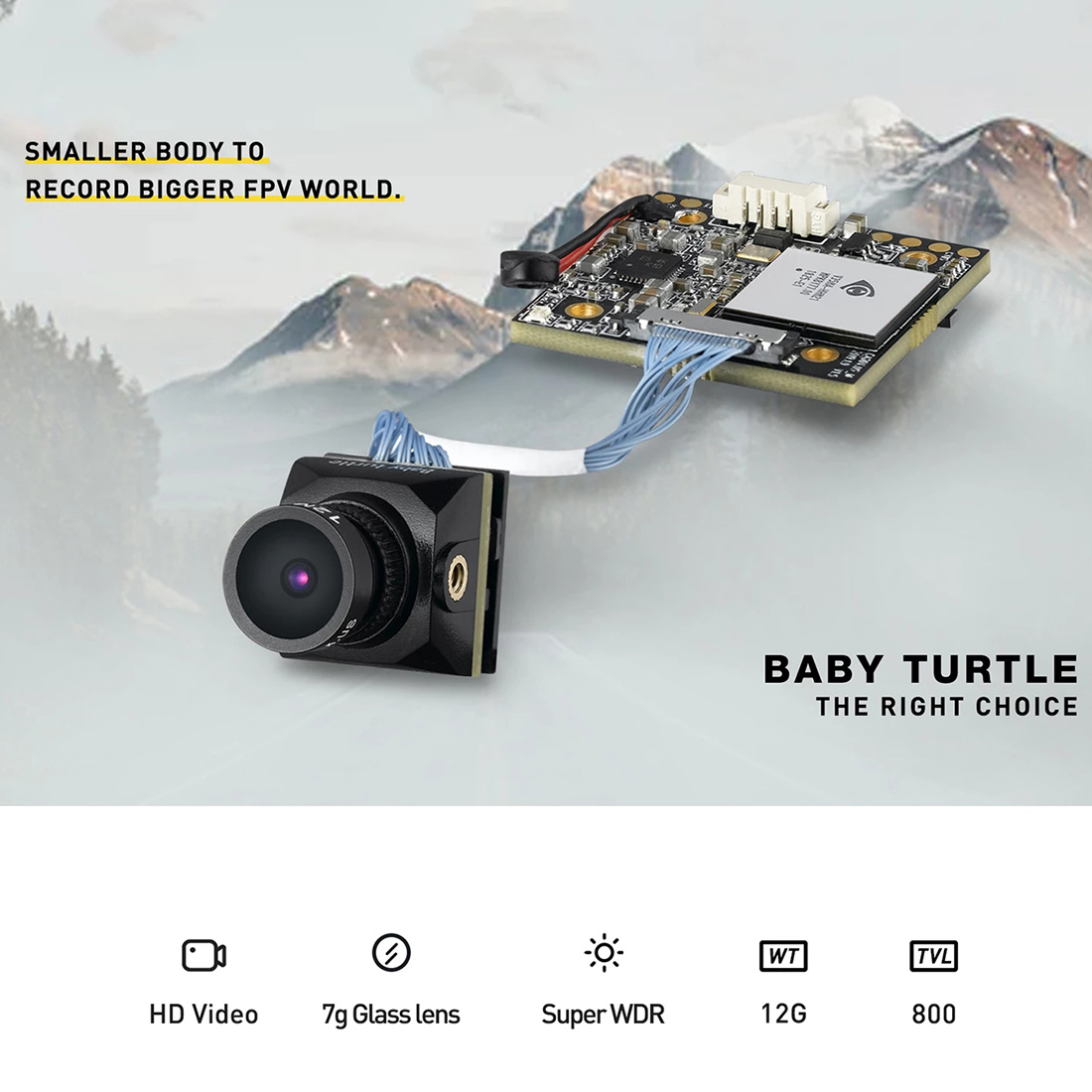Caddx Baby Turtle 800TVL 1.8mm Lens Camera 16:9/4:3 NTSC/PAL Changeable With OSD