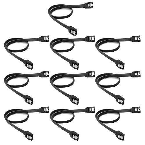 XT-XINTE 10pcs 40cm SATA Serial 3 3.0 III SATA 2 Data HDD RAID Hard Drive Disk Signal Cables Black Straight High Speed SATA Data Cable