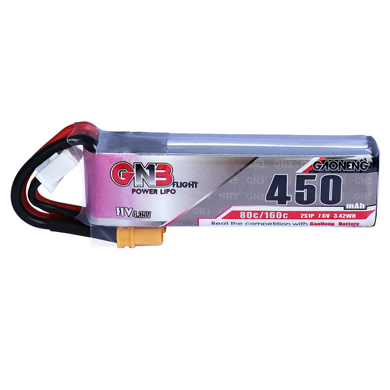 Gaoneng GNB 7.6V 450Mah 80C 2S HV 4.35V Lipo Battery XT30 Plug for iFlight CineBee CineWhoop BetaFPV FPV Racing Drone