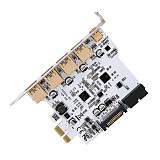 ITHOO 19PIN Dual Core NEC Three Generation PCI-E to USB3.0 Type-C Expansion Card 4 Port USB3.0 Type-C 19PIN Expansion Card Forward and Reverse Insertion for Windows 7/8/8.1/10/Linux