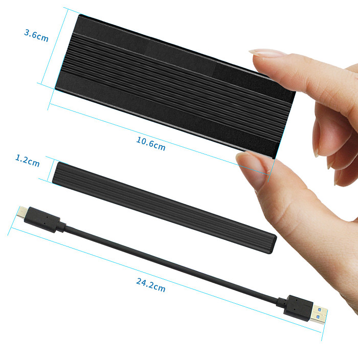 ITHOO M.2 NVME to USB3.1 Type-C GEN2 10Gbps HDD Enclosure M.2 PCI-E SSD Hard Disk External Drive Box M.2 M-Key SSD to USB-C Adapter ASMedia ASM2362