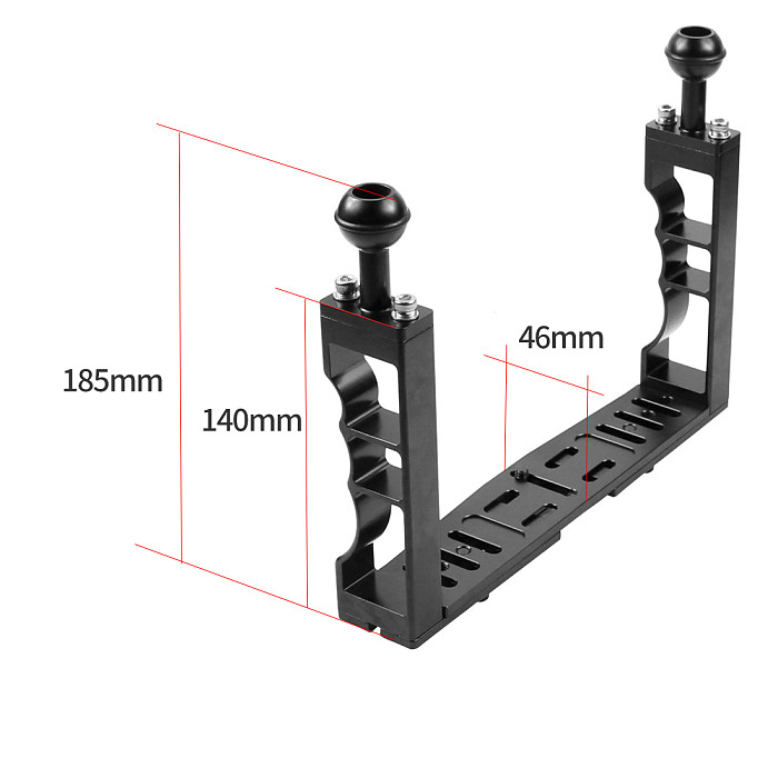 XT-XINTE Aluminum Alloy CNC Diving Photography Bracket with Butterfly Ball Clamp+ 2pcs Flashlight + Fixed Clip for SLR Sports Camera Photography