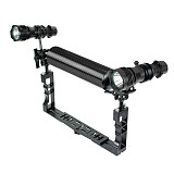 BGNING Aluminum Alloy CNC Diving Photography Bracket with Three-hole Butterfly Ball Clamp +Carbon Fiber Buoyancy Light Arm + Flashlight+ Flashlight Fixing Clip for SLR Sports Camera Photography