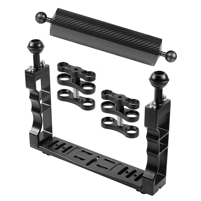 XT-XINTE Aluminum Alloy CNC Diving Photography Bracket with Butterfly Ball Clamp Carbon Fiber Buoyancy Light Arm For SLR Camera Sport Camera Photography