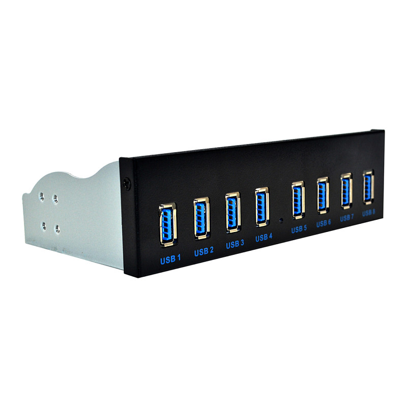 ITHOO USB3.0 8-Port 5.25 Inch Front Panel USB Hub Dual Core 19PIN to 8 USB3.0 with 19PIN-Dual AM Line Compatible with All Windows Systems Linux MAC