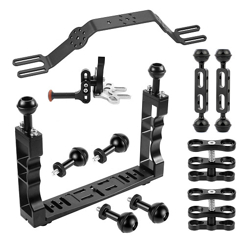 XT-XINTE CNC Aluminum Alloy Diving Lighting Arm Bracket Stabilizer Adjustable Extension Rod Screw Active Ball for Gopro/Osmo Action/Xiaoyi/Tencent EKEN Underwater Diving Photography