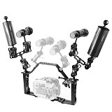  BGNING Lighting Arm Bracket Stabilizer Rig Extended Ball Head 1/4 Adjustable Screw CNC Aluminum Alloy Diving Photography for Gopro/Osmo Action/Xiaoyi/Tencent EKEN