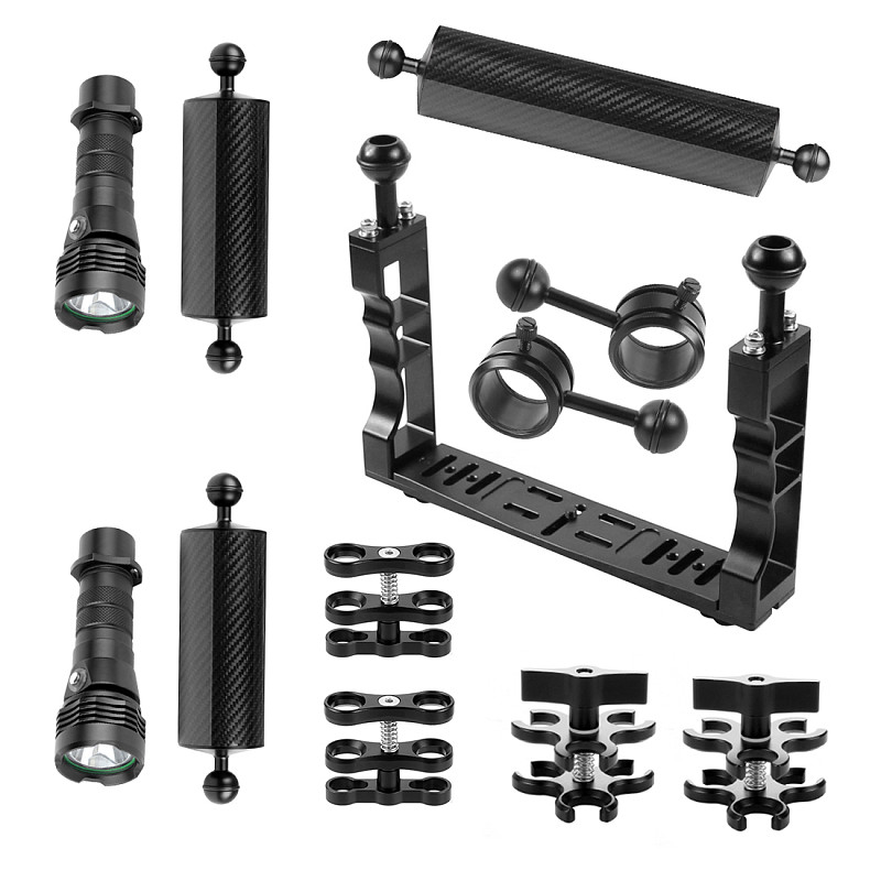 XT-XINTE CNC Diving Waterproof Lighting Arm Bracket Stabilizer Rig Butterfly Clip Clamp Light Arm Clamp Ball Head Float Buoyancy Aquatic Arm Dual Ball for Gopro Camera Smartphone