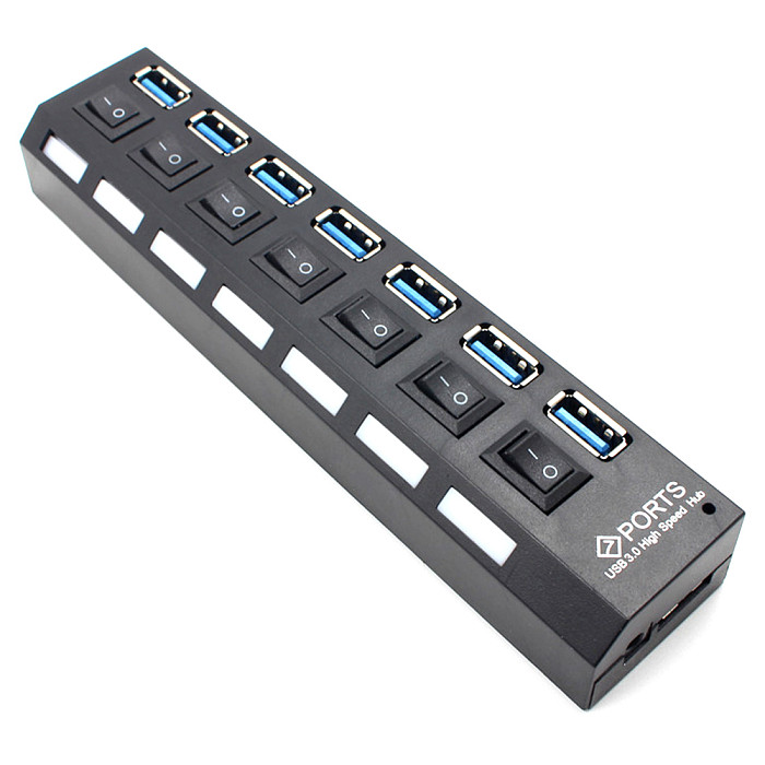 XT-XINTE ​USB 3.0 HUB WITH On / Off Switch USB Splitter 4/7 Multiple USB Expansion Ports with Power Adapter US EU Plug High Speed USB3.0 Hub