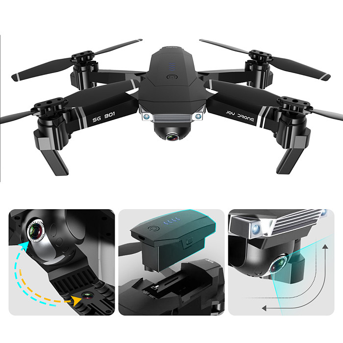 Feichao SG901 Camera Drone 4K HD Dual Camera Wide Angle GPS Follow Me Anti-shake Optical Flow WIFI FPV RC Quadcopter Foldable Dron Toys