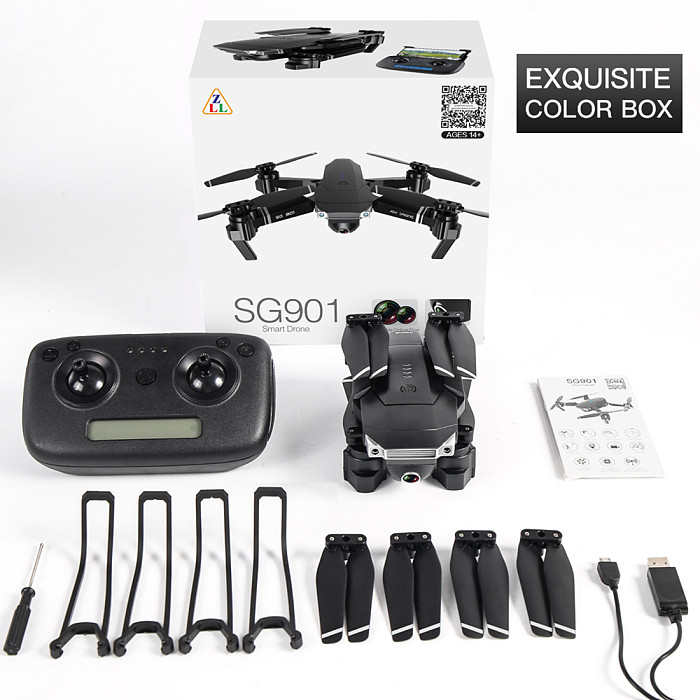 Feichao SG901 Camera Drone 4K HD Dual Camera Wide Angle GPS Follow Me Anti-shake Optical Flow WIFI FPV RC Quadcopter Foldable Dron Toys