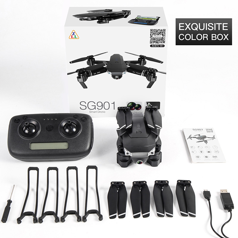 Feichao SG901 Camera Drone 4K HD Dual Camera Wide Angle GPS Follow Me Anti-shake Optical Flow WIFI FPV RC Quadcopter Foldable Dron Toys