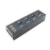 XT-XINTE ​USB 3.0 HUB WITH On / Off Switch USB Splitter 4/7 Multiple USB Expansion Ports with Power Adapter US EU Plug High Speed USB3.0 Hub