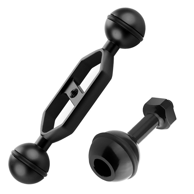 BGNING  ​SLR Camera Diving Ball Head Light Extention Arm with 1inch Ball Clip Adapter 3Way Option for Gopro Sport Underwater photography