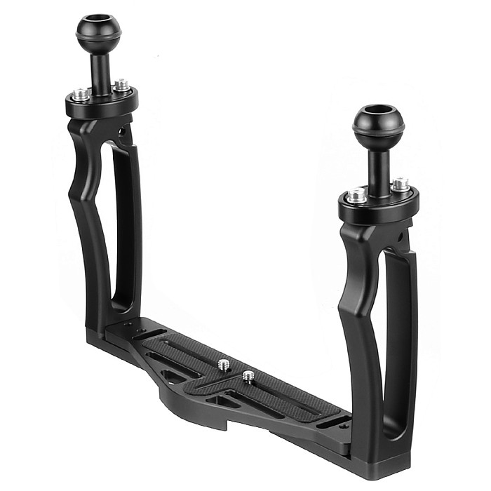 For GoPro13 BGNING DSLR Diving Dual Handheld Tray Bracket with Clip Screw Adapter Top Handle Shutter Extension Sports Camera Underwater Photography