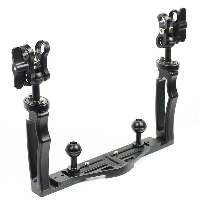 For GoPro13 BGNING DSLR Diving Dual Handheld Tray Bracket with Clip Screw Adapter Top Handle Shutter Extension Sports Camera Underwater Photography