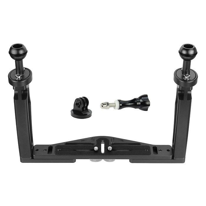 For GoPro13 BGNING DSLR Diving Dual Handheld Tray Bracket with Clip Screw Adapter Top Handle Shutter Extension Sports Camera Underwater Photography