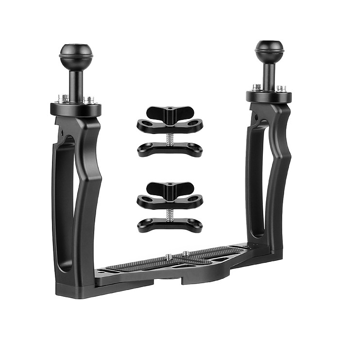For GoPro13 BGNING DSLR Diving Dual Handheld Tray Bracket with Clip Screw Adapter Top Handle Shutter Extension Sports Camera Underwater Photography