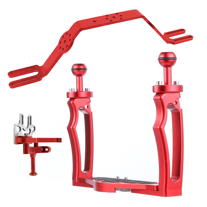 For GoPro13 BGNING DSLR Diving Dual Handheld Tray Bracket with Clip Screw Adapter Top Handle Shutter Extension Sports Camera Underwater Photography