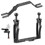BGNING DSLR Diving Dual Handheld Tray Bracket with Clip Screw Adapter Top Handle Shutter Extension Sports Camera Underwater Photography