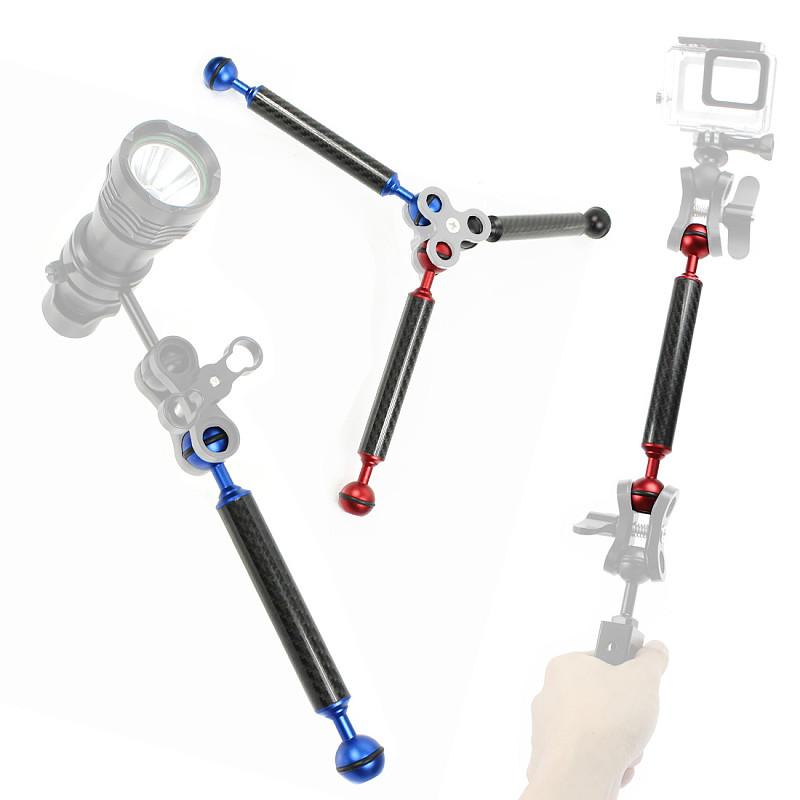 BGNING Aluminum Alloy Diving Carbon Fiber Double Ball Head Float Buoyancy Arm for DJI OSMO for Gopro /EKEN Sports SLR Camera Underwater