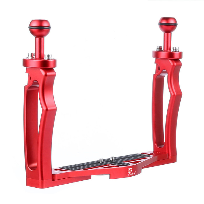 BGNING Aluminum Alloy Dual Hand-Hold Photography Diving Bracket Camera Housing Handle Tray Adjustable Double Hand Grip Bracket For GoPro13 / DSLR Camera Action Camera Underwater Accessery