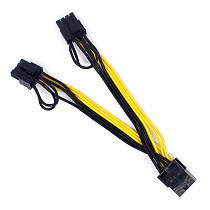 US Stock 100pcs PCI-E PCIE 8p Female to 2 Port Dual 8pin 6+2p Male GPU Graphics Video Card Power Cable Cord 18AWG Wire