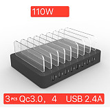 FCLUO 110W 8 Ports Multi USB Charger QC 3.0 2.4A for IPhone X 11 Ipad Fast Charging USB Desktop Station Dock Bracket for Samsung S10