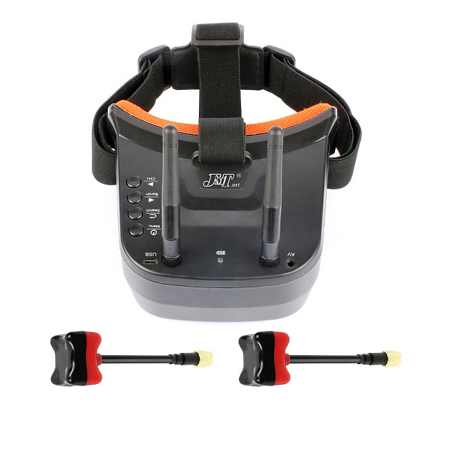 JMT 5.8G 40CH Mini FPV Goggles 3 inch 480 x 320 Display Double Antenna Reception with 85mm FPV Antenna for FPV Racing Drone Quadcopters