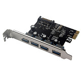 XT-XINTE ​4 Port USB 3.0 PCI-e Expansion Card PCI Express PCIe USB 3.0 Hub Adapter 5Gbps Riser Controller Extender with Large 4Pin / SATA Power Interface