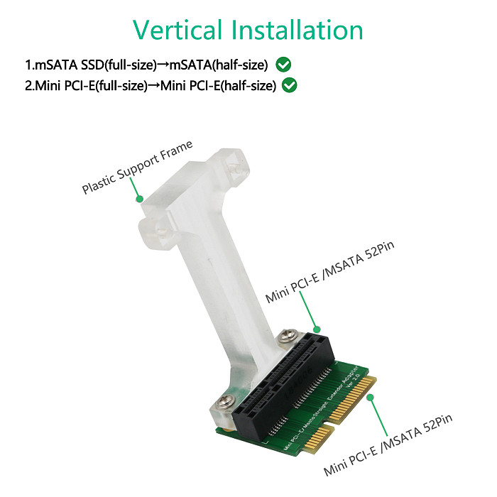 XT-XINTE Mini PCI-E to Mini PCI Express Adapter mSATA to SSD mSATA Riser Card for 3G 4G WWAN LTE GPS Module mSATA Add On Card