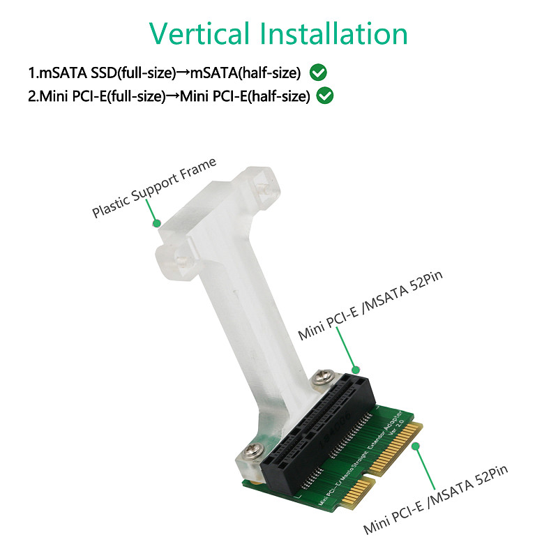 XT-XINTE Mini PCI-E to Mini PCI Express Adapter mSATA to SSD mSATA Riser Card for 3G 4G WWAN LTE GPS Module mSATA Add On Card