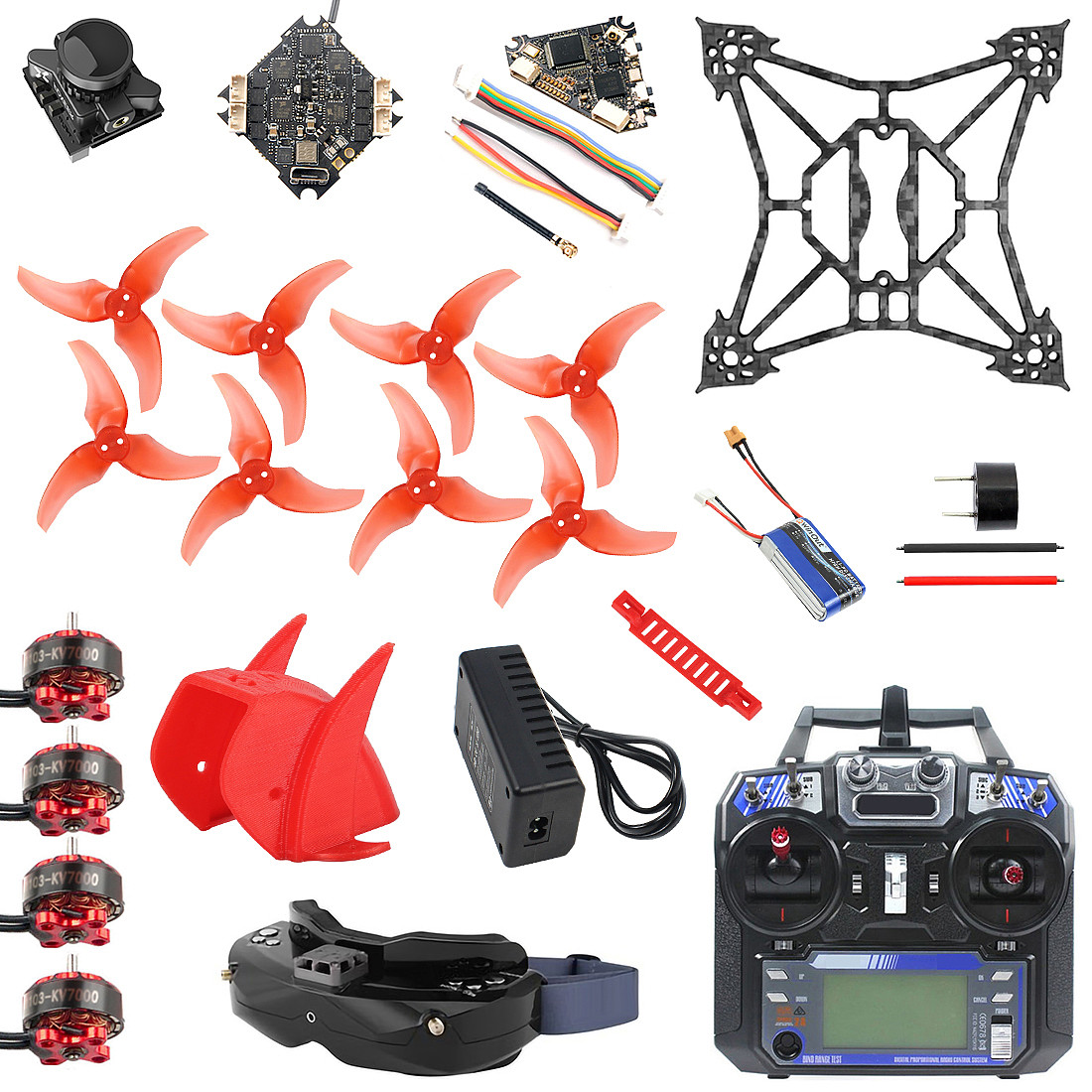 QWinOut T100 DIY Indoor FPV Racing Drone Kit with Skyzone 02X FPV ...