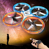 Feichao Mini UFO Drone Lighting Gesture Induction Smart Watch Remote Sensing Super Resistance 360 Roll Somatosensory Noctilucent Interaction RC UAV Kids Toy Gift
